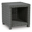 Bowery Hill Gray Outdoor Wicker End Table with a Lower Display Shelf
