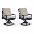 Bowery Hill Set of 2 Blue Outdoor Swivel Rocker Dining Chairs
