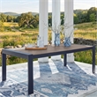 Bowery Hill Blue Outdoor Dining Table with a Wood-Look Tabletop