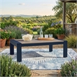 Bowery Hill Blue Outdoor Coffee Table with a Wood-Look Tabletop