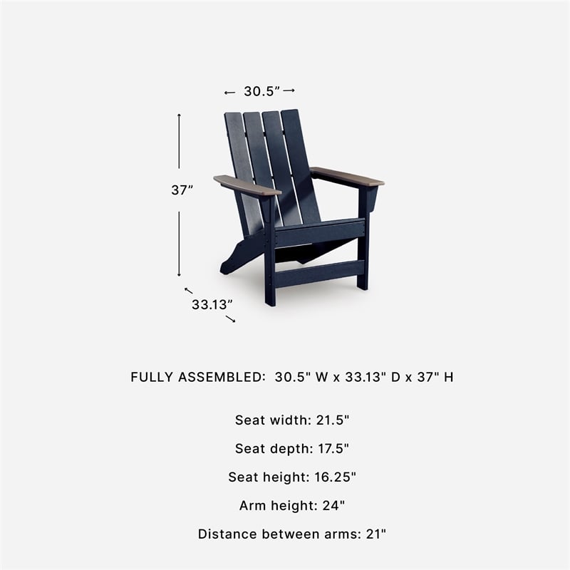 Bowery Hill Blue Outdoor Adirondack Chair with Wood-Look Arms
