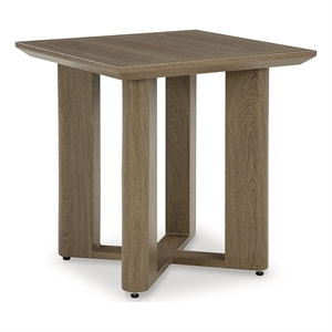 Bowery Hill Outdoor Wood-Look Aluminum End Table for the Patio