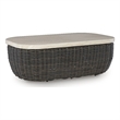 Bowery Hill Outdoor Coffee Table with Marble-Look Aluminum Top