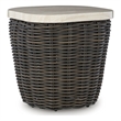 Bowery Hill Outdoor End Table with a Marble-Look Aluminum Top