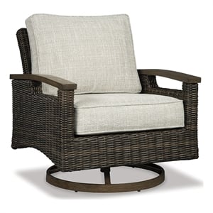 Bowery Hill Set of 2 Outdoor Resin Wicker Swivel Lounge Chairs