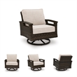 Bowery Hill Set of 2 Outdoor Wicker Swivel Rocker Lounge Chairs