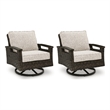 Bowery Hill Set of 2 Outdoor Wicker Swivel Rocker Lounge Chairs