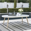 Bowery Hill Outdoor Wood-Look Dining Table with Stone-Look Top