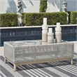 Bowery Hill Outdoor Wicker Coffee Table with Tempered Glass Top