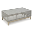 Bowery Hill Outdoor Wicker Coffee Table with Tempered Glass Top