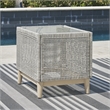 Bowery Hill Outdoor Wicker End Table with Tempered Glass Top