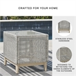 Bowery Hill Outdoor Wicker End Table with Tempered Glass Top