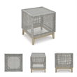 Bowery Hill Outdoor Wicker End Table with Tempered Glass Top