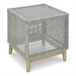 Bowery Hill Outdoor Wicker End Table with Tempered Glass Top