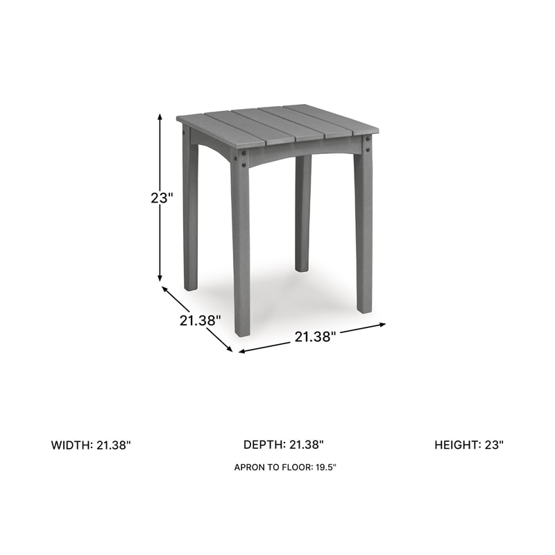 Bowery Hill Gray Outdoor End Table with a Slatted Wood-Look Top