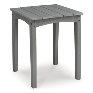 Bowery Hill Gray Outdoor End Table with a Slatted Wood-Look Top