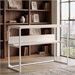 Bowery Hill White Home Office Desk with a Rear Shelf and Metal Frame