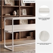 Bowery Hill White Home Office Desk with a Rear Shelf and Metal Frame