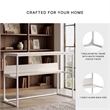 Bowery Hill White Home Office Desk with a Rear Shelf and Metal Frame