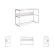 Bowery Hill White Home Office Desk with a Rear Shelf and Metal Frame