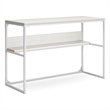 Bowery Hill White Home Office Desk with a Rear Shelf and Metal Frame