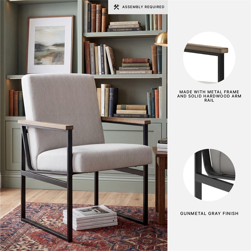 Bowery Hill Upholstered Home Office Desk Chair in Light Brown