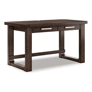 Bowery Hill Brown 56&quot Home Office Desk with 2 Gliding Drawers