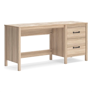 Bowery Hill Tan 60&quot Home Office Desk with a Drawer and Cabinet
