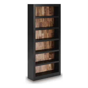 Bowery Hill Satin Black 75&quot Home Office Bookcase with 6 Shelves