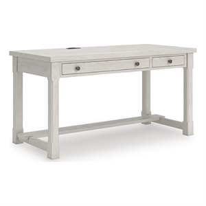 Bowery Hill White Home Office Desk with a Keyboard Drawer and USB