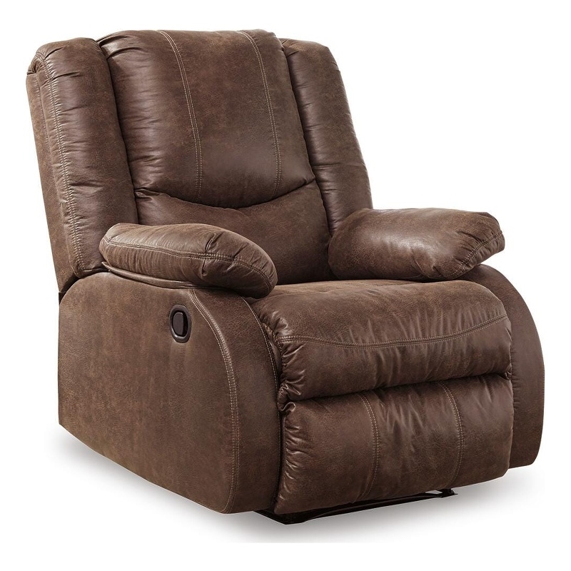 Bowery Hill Zero-Wall Faux Leather Recliner with Pull-Tab in Coffee