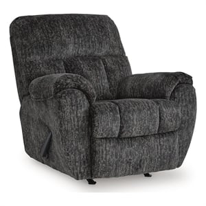 Bowery Hill Rocker Recliner with Plush Cushioning in Gunmetal