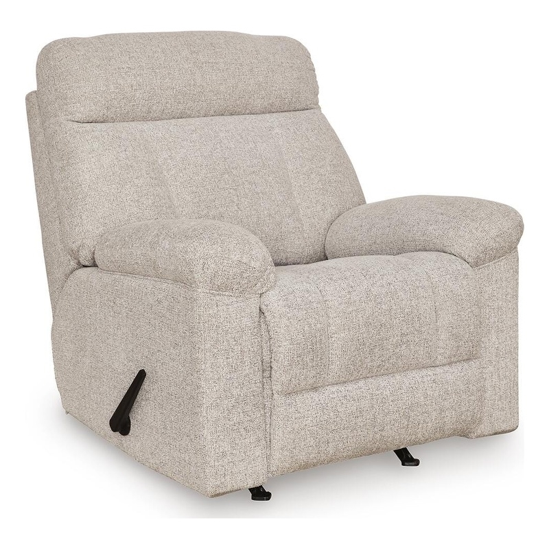 Bowery Hill Rocker Recliner with Stain-Resistant Nuvella Fabric in Beige