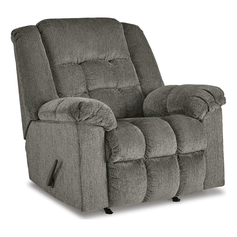 Bowery Hill Rocker Recliner with Plush Foam Cushioning in Gray