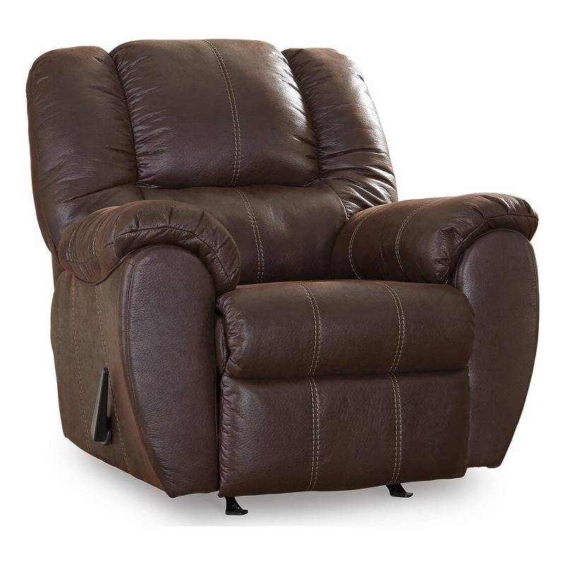 Bowery Hill Faux Leather Recliner with Reinforced Frame in Walnut