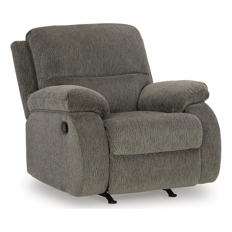 Bowery Hill Pull-Tab Rocker Recliner with Plush Comfort in Gray
