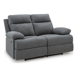 Bowery Hill Chenille Reclining Loveseat with Pull-Tab Comfort in Charcoal
