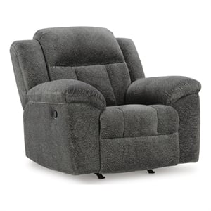 Bowery Hill Pull-Tab Recliner with Plush Foam Cushioning in Gray