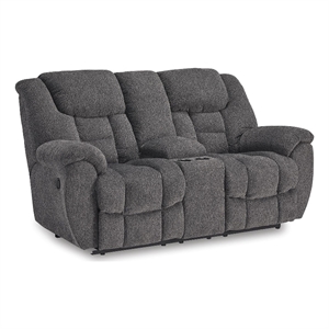 Bowery Hill Nuvella Reclining Loveseat with Storage Console in Charcoal