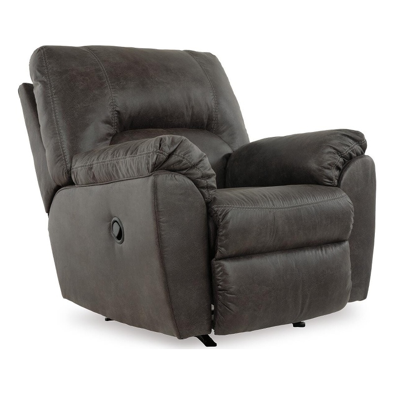 Bowery Hill Faux Leather Recliner with Tight Back Cushions in Pewter