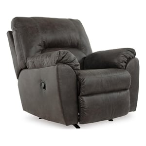 Bowery Hill Faux Leather Recliner with Tight Back Cushions in Pewter