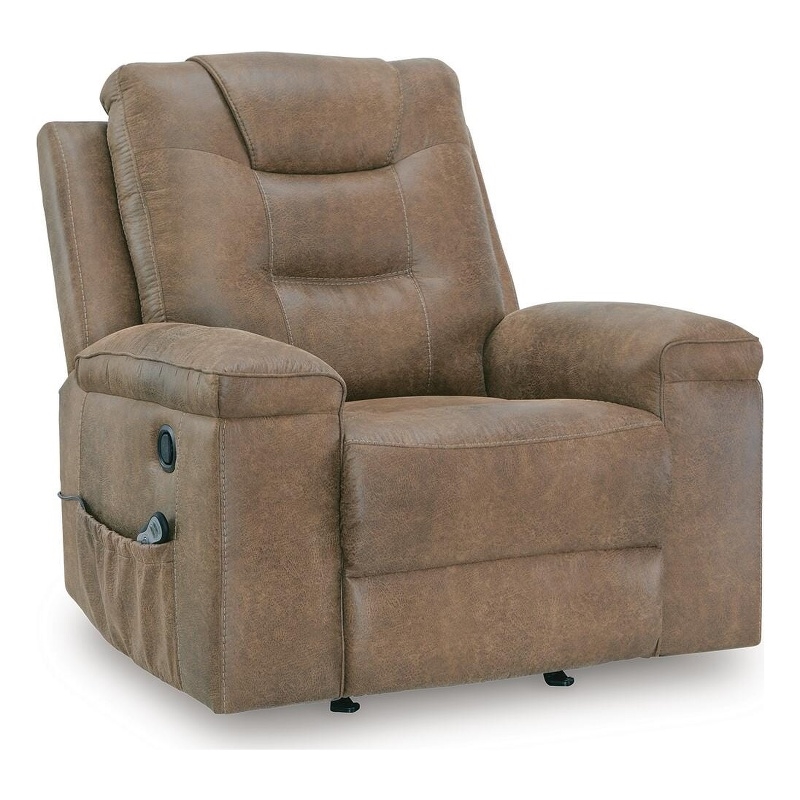 Bowery Hill Lumbar Heat and Massage Faux Leather Recliner in Brown