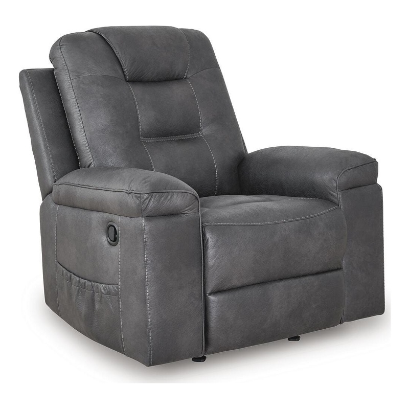 Bowery Hill Lumbar Heat and Massage Faux Leather Recliner in Dark Gray