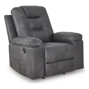 Bowery Hill Lumbar Heat and Massage Faux Leather Recliner in Dark Gray