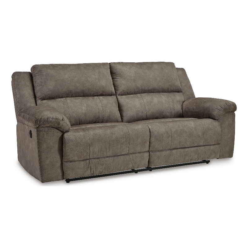 Bowery Hill Faux Leather Reclining Sofa with Pull-Tab in Gray