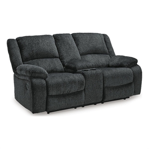 Bowery Hill Dual-Sided Reclining Loveseat with Console in Slate