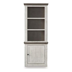Bowery Hill Right Display Pier Cabinet with 3 Open Shelves in White