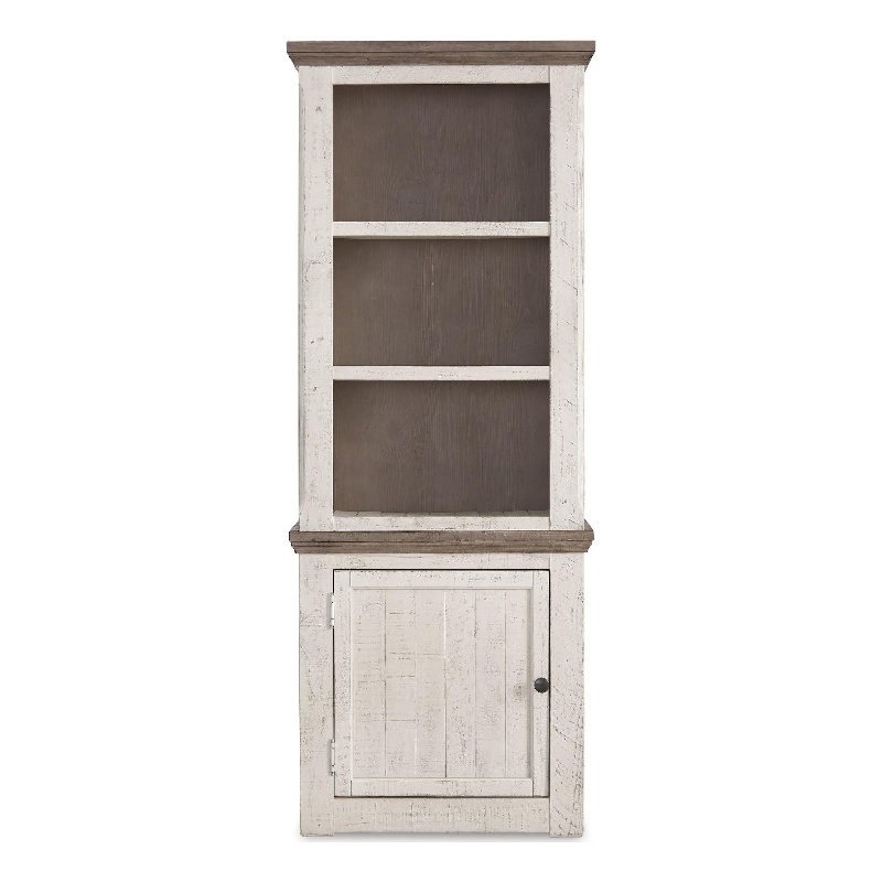 Bowery Hill Left Display Pier Cabinet with 3 Open Shelves in White