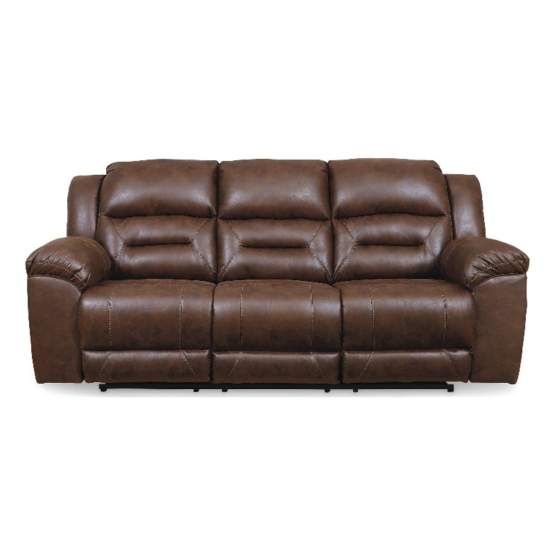 Bowery Hill Dual-Sided Power Reclining Faux Leather Sofa in Chocolate