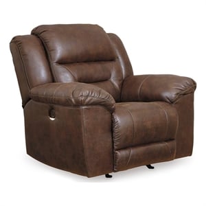 Bowery Hill Power Rocker Recliner with Faux Leather in Chocolate